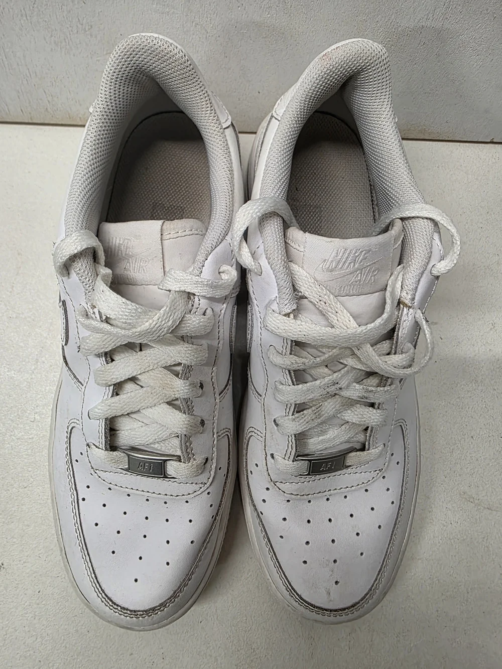 Nike Air Force 1 Low GS Triple White 314192-117 Size 7Y AF1 Sneakers Used